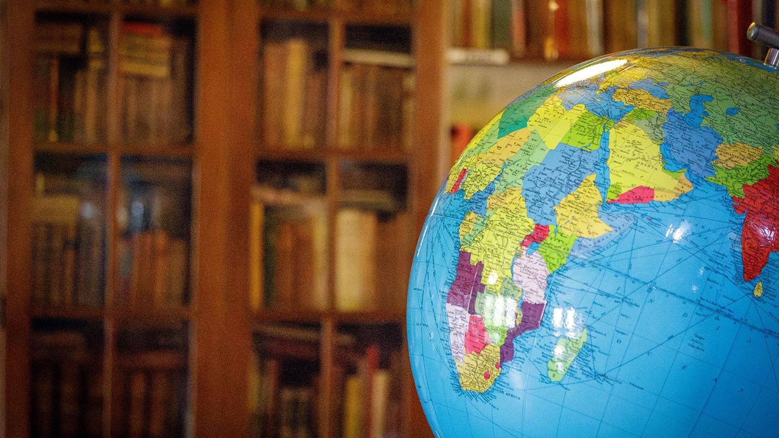 Globe in the Memorial Library at Bedales Senior