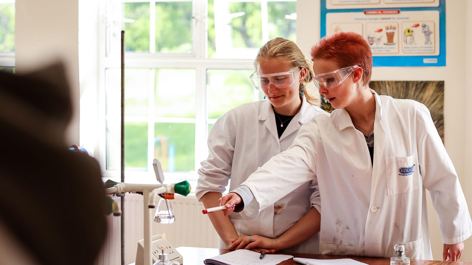 Bedales Senior students in Science lab